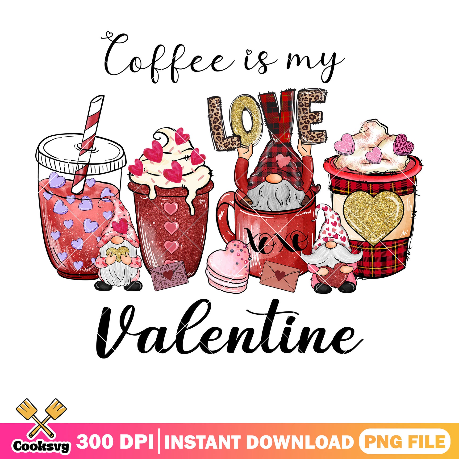 Coffee is my love valentine xoxo png, xoxo valentine png