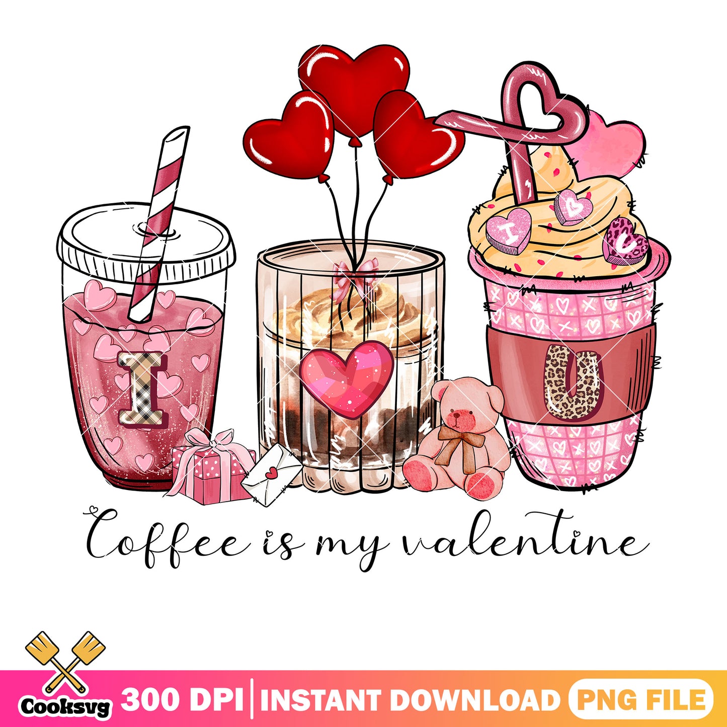 Coffee is my valentine I love u png, coffee valentine png