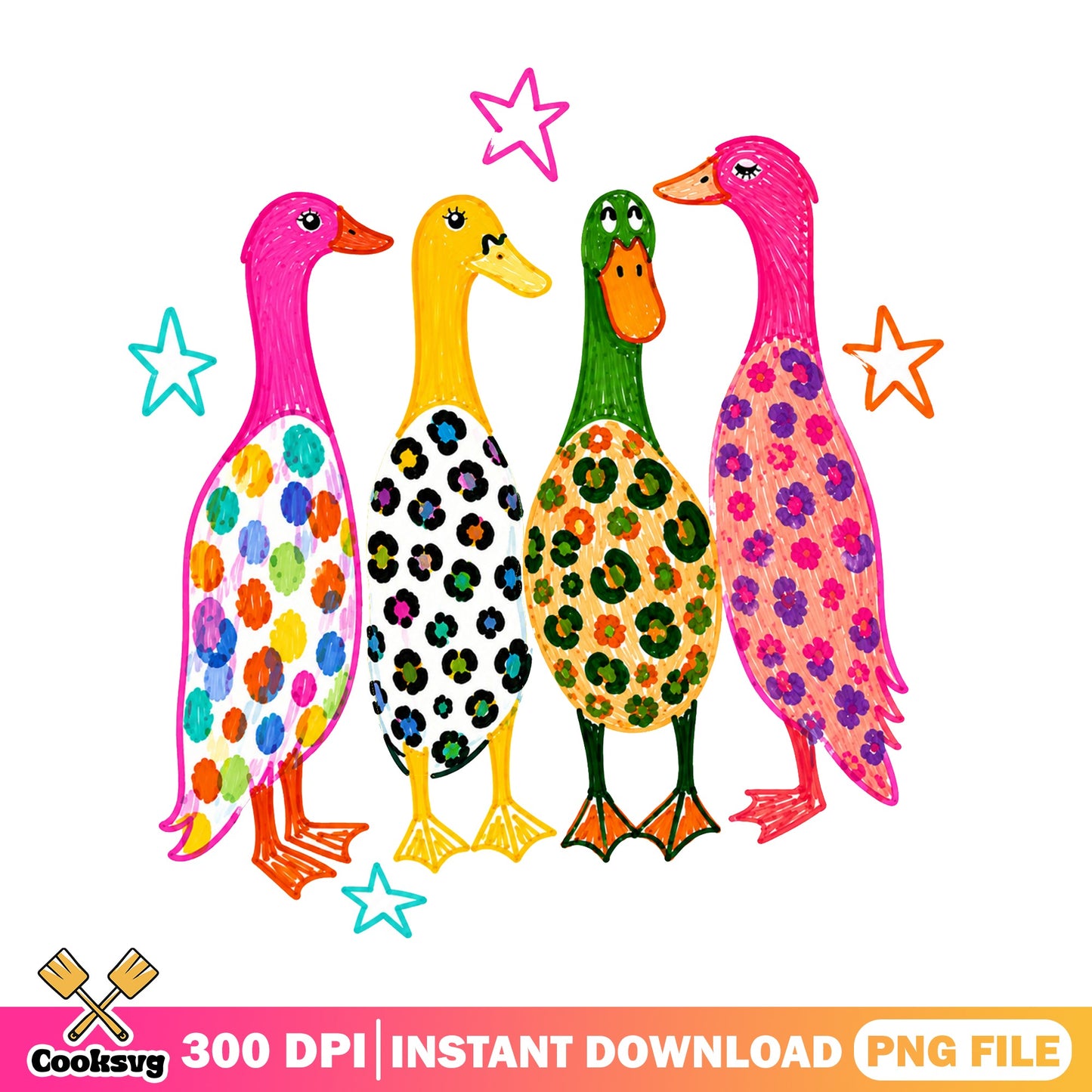 Colorful Leopard Duck PNG, Funny Duck Sublimation, Duck PNG
