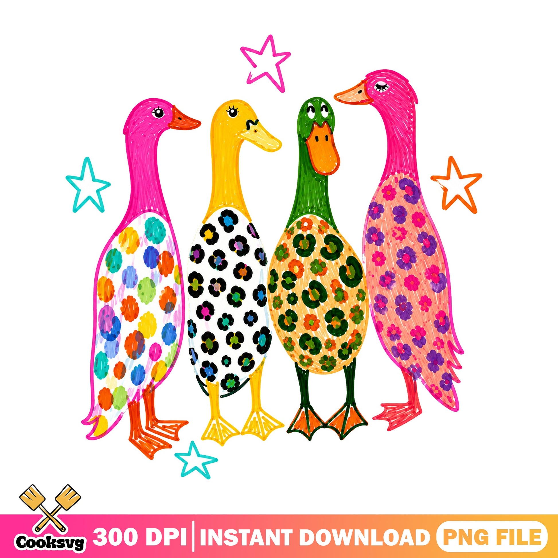 Colorful Leopard Duck PNG, Funny Duck Sublimation, Duck PNG