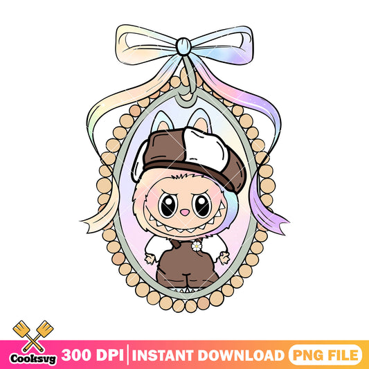 Colorful mirror labubu pop mart png, labubu colorful png