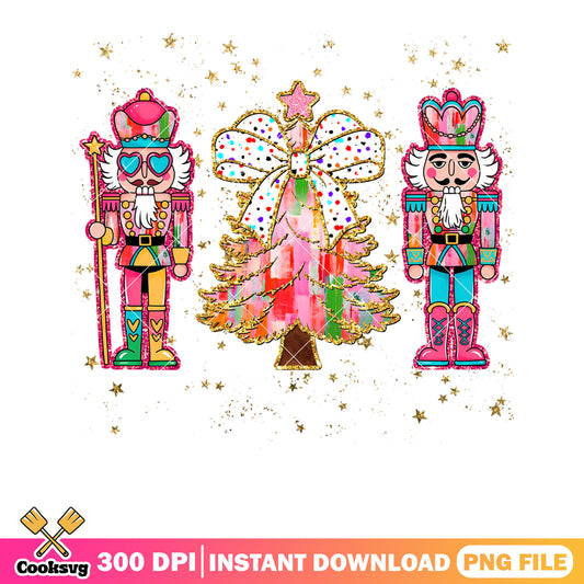 Colorful pine tree christmas png, the nutcracker png, noel png