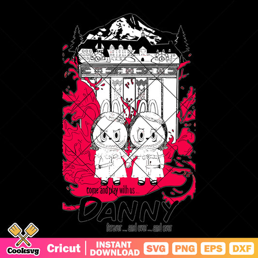Come and play with us svg, labubu outline svg, labubu halloween svg