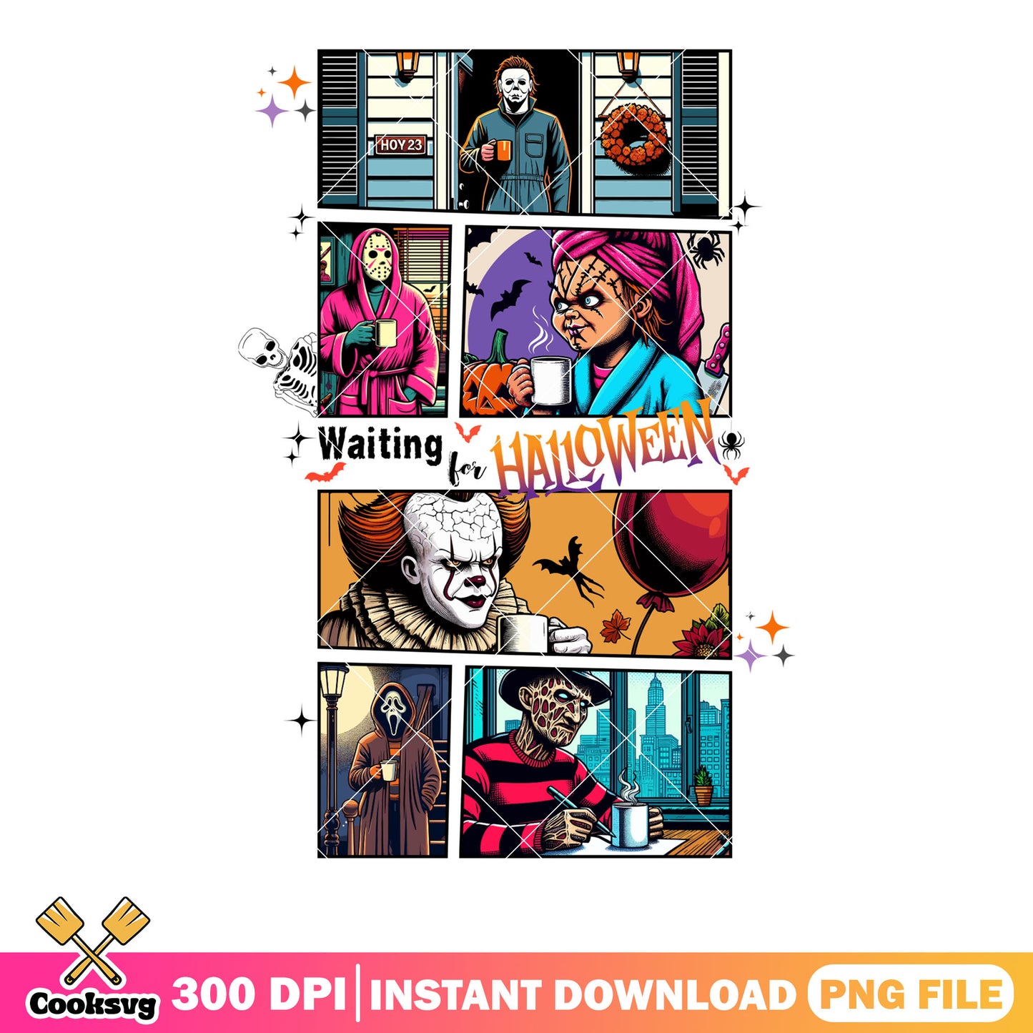 Comics scary killer png, penny wise png, freddy krueger png