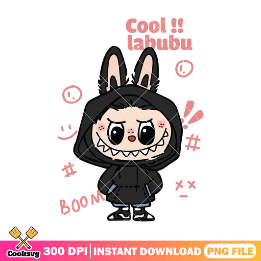 Cool black monster labubu png, black labubu​ png, labubu dolls png