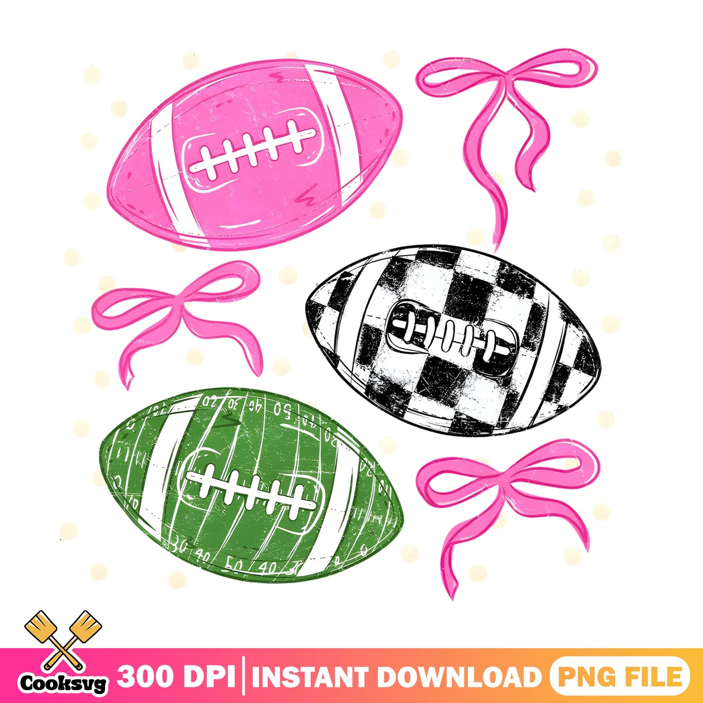Coquette Football With Bow PNG, Pink Football Bundle, Game Day PNG