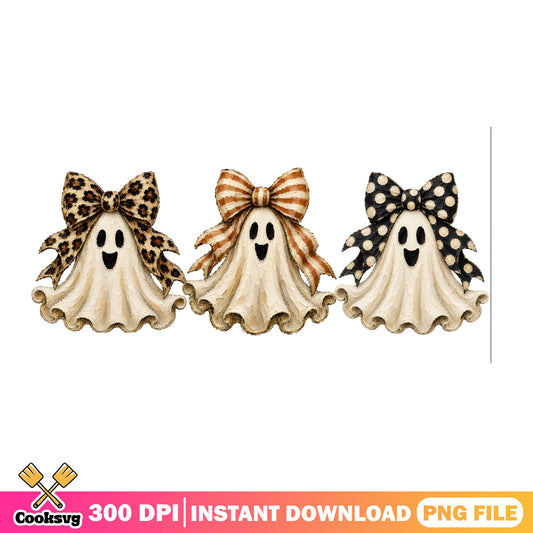 Coquette Ghost With Bow PNG, Halloween Ghost PNG, Cute Ghost PNG