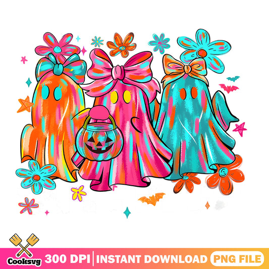 Coquette Halloween Ghost PNG, Cute Ghost Bow Halloween, Spooky PNG