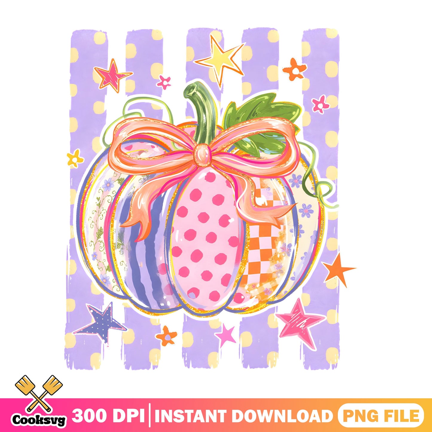 Coquette Pumpkin PNG, Halloween Fall Bow Pumpkin, Autumn PNG