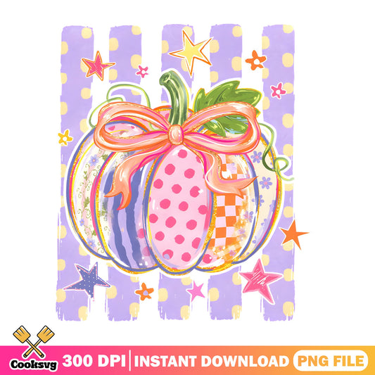 Coquette Pumpkin PNG, Halloween Fall Bow Pumpkin, Autumn PNG