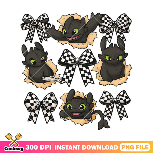 Coquette bow toothless png, toothless dragon​ png, toothless meme​ png