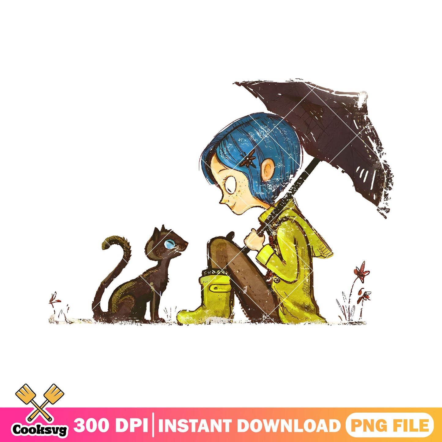 Coraline and cat png, coraline doll​ png, coraline cat png