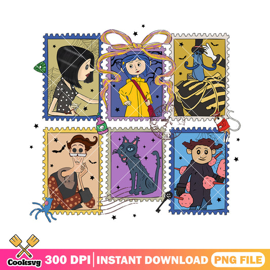 Coraline card png, coraline doll​ png, halloween movies png
