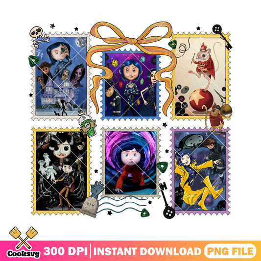 Coraline cards png, coraline doll​ png, halloween movies png