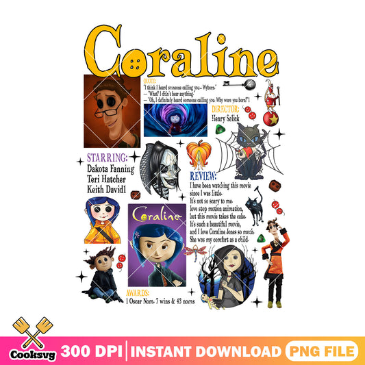 Coraline preview design png, coraline film​ png, happy halloween​ png