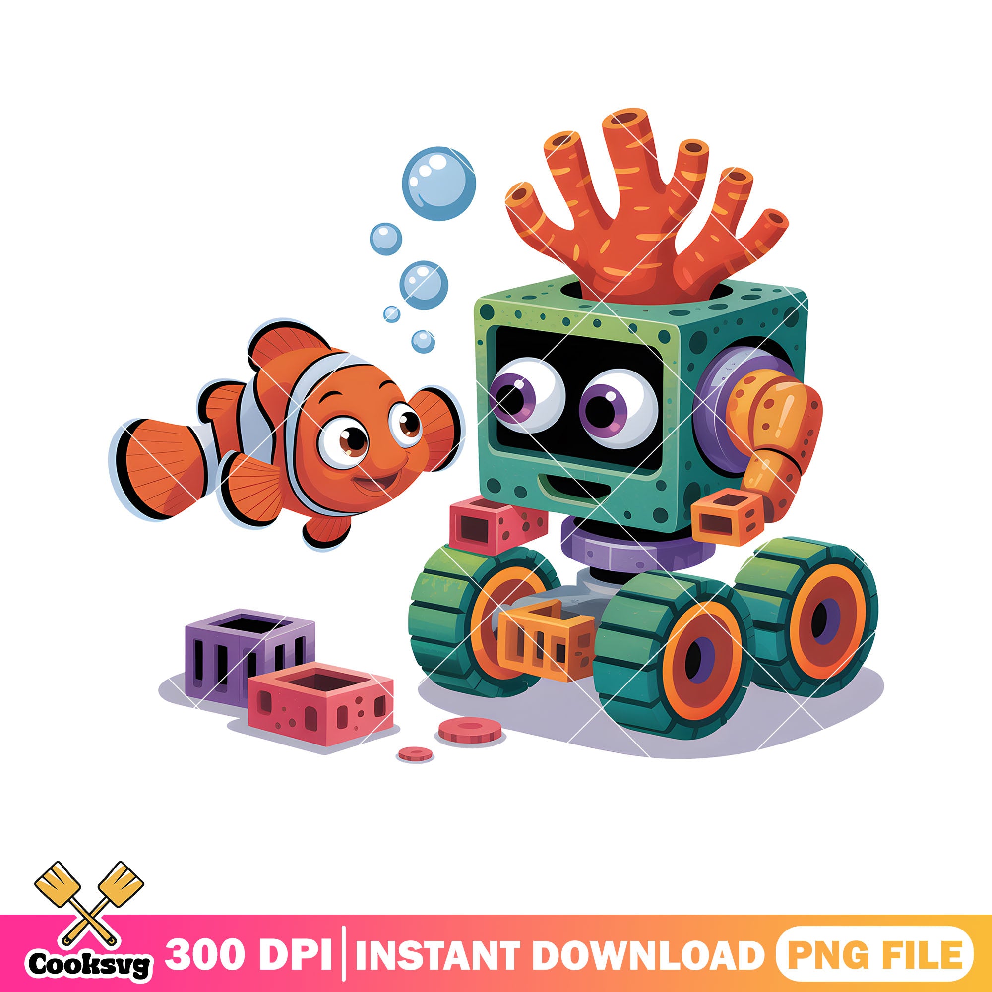 Coral robot with baby nemo png, clownfish nemo png, poster nemo png ...