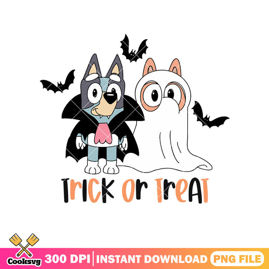 Costume bingo and bluey trick or treat png, halloween bluey​ png, bluey dog png