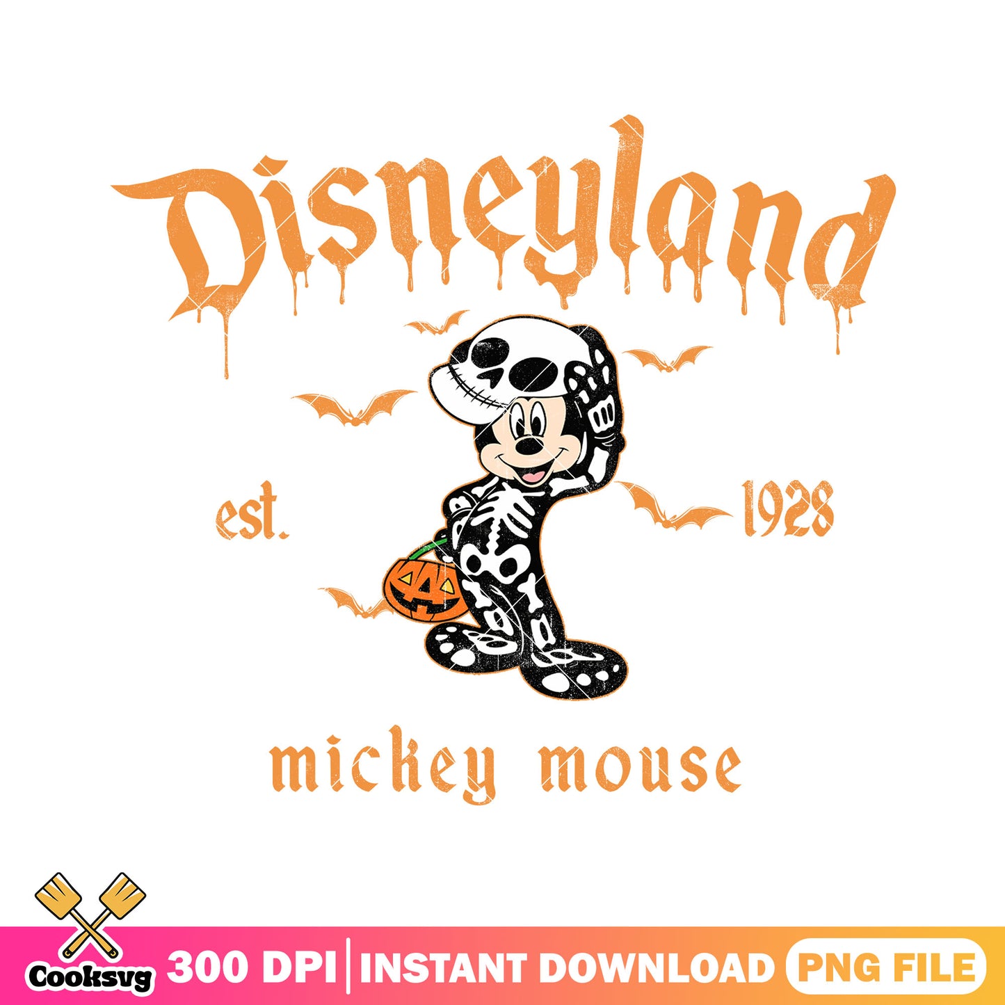 Costume skeleton mickey mouse png, disney art png, halloween disney png