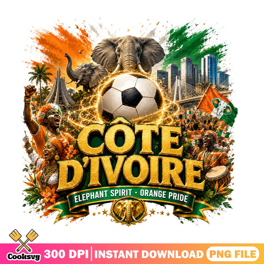 Cote D'Ivoire Soccer PNG, Ivory Coast Football Fan, Elephant Pride PNG