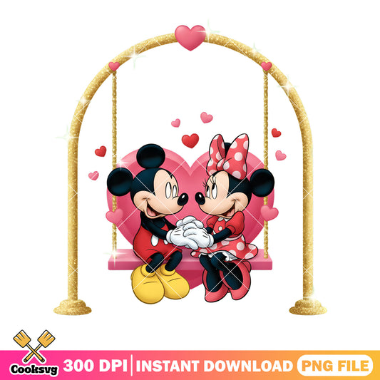 Couple disney valentine png, mickey mouse png, valentine love png