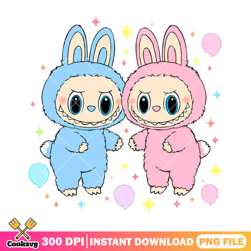 Couple labubu cute png, labubu dolls png, labubu clothes png