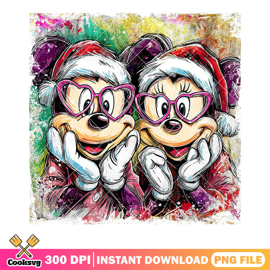 Couple santa xmas mickey minnie png, mickey mouse png, minnie mouse png