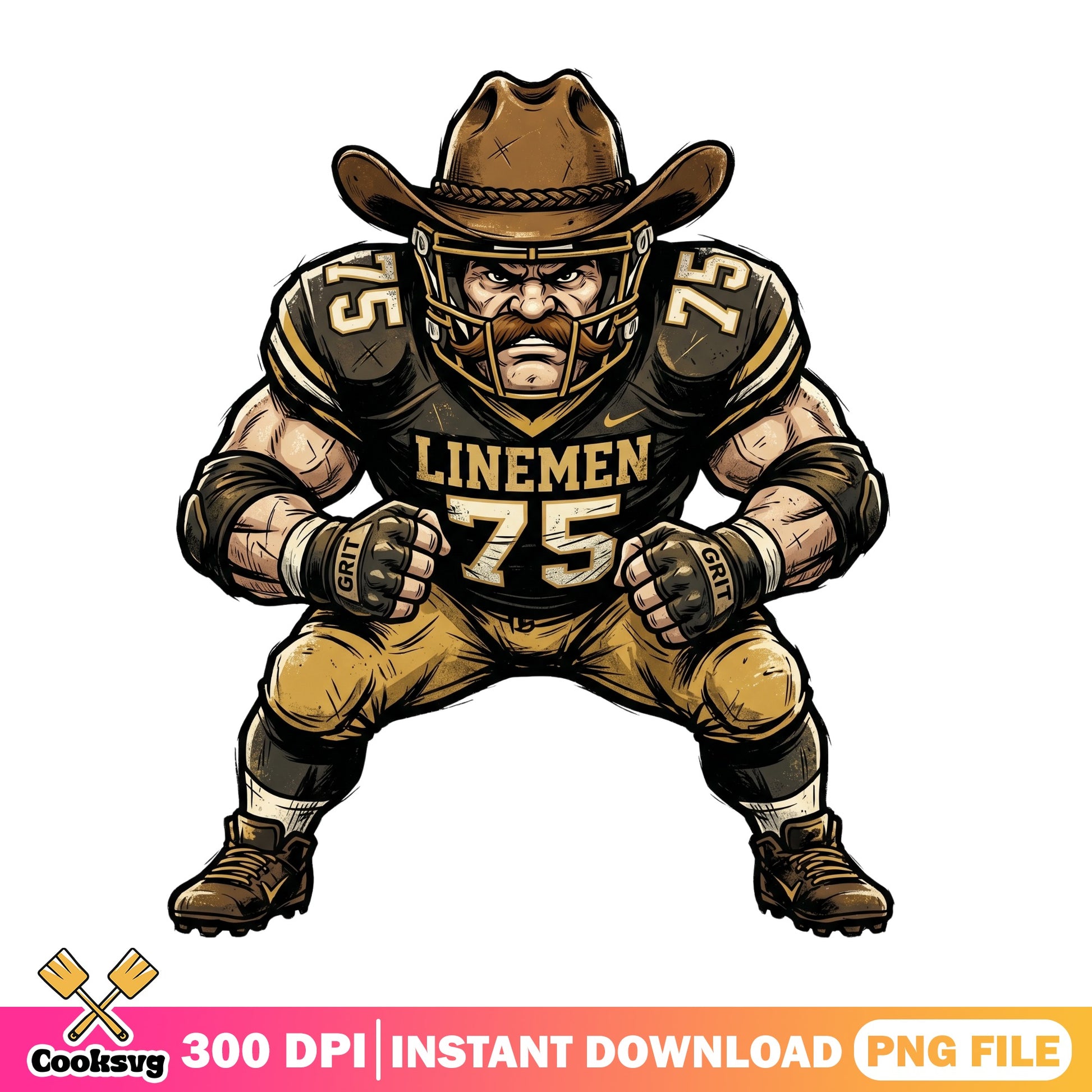 Cowboy Linemen Football Player PNG, Football Linemen PNG, Grit Football PNG