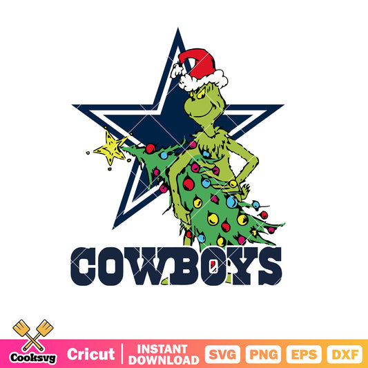 Cowboys Grinch Christmas Tree svg, dallas cowboys​ svg, christmas tree svg