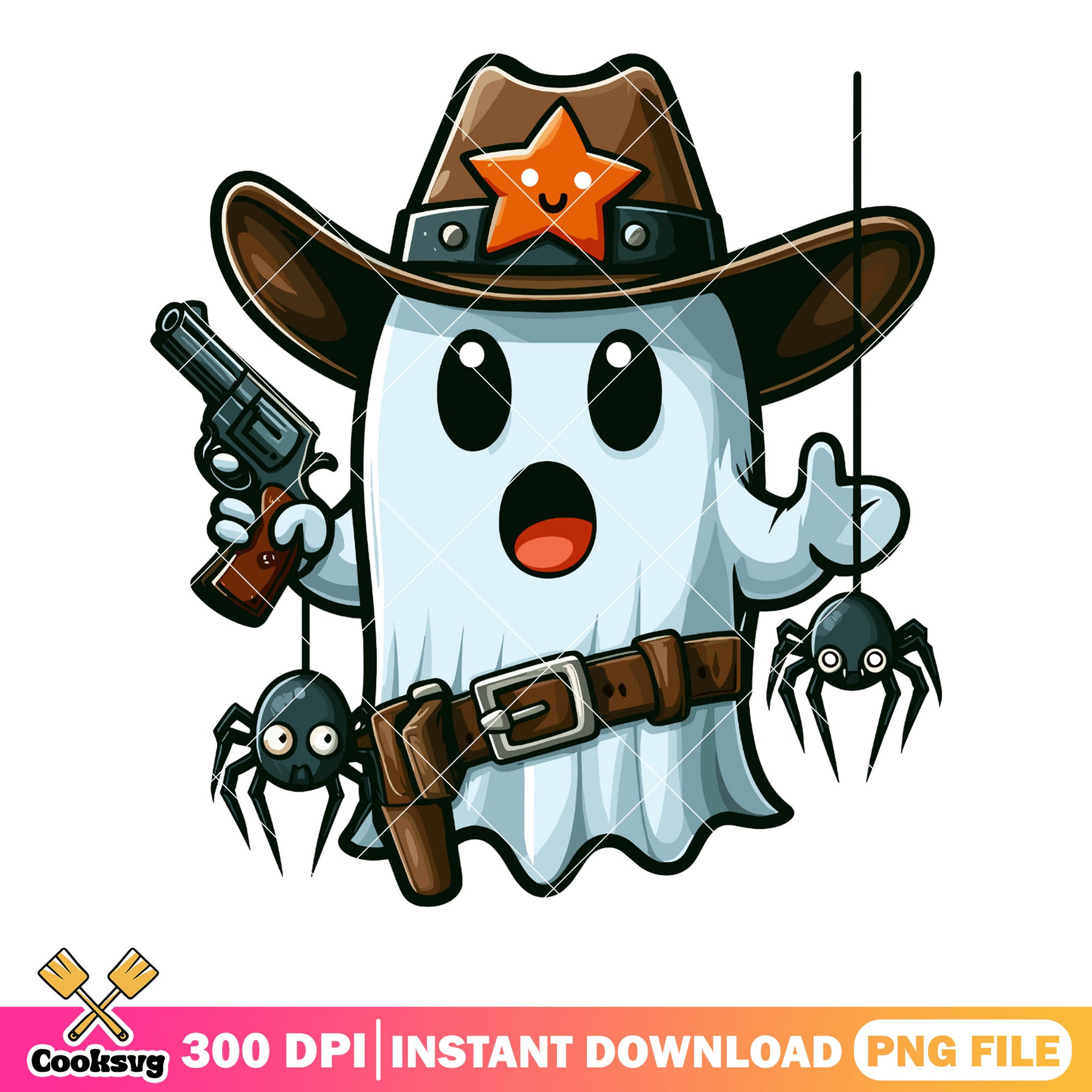 Cowboy scary spider png, ghost costume png, halloween scary png