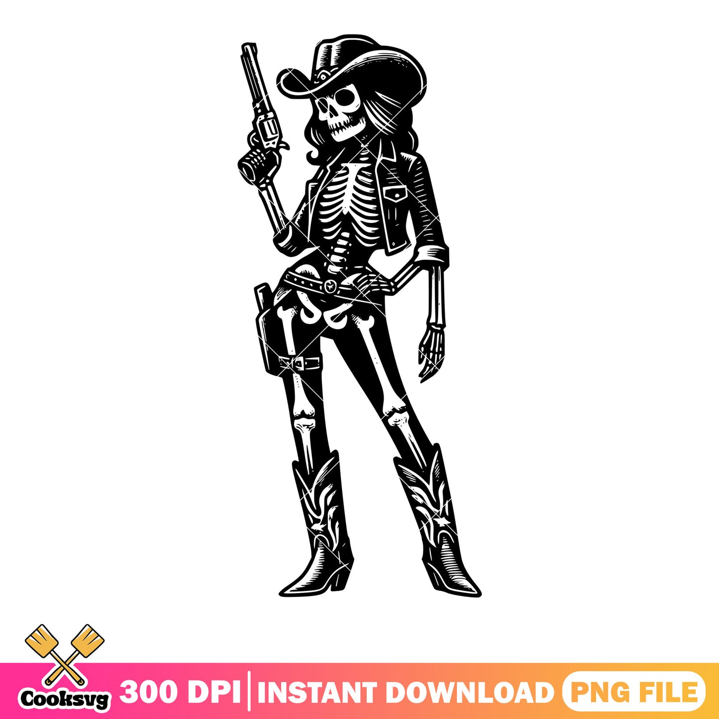 Cowboy skeleton png, black cowboy boots png, scary halloween png