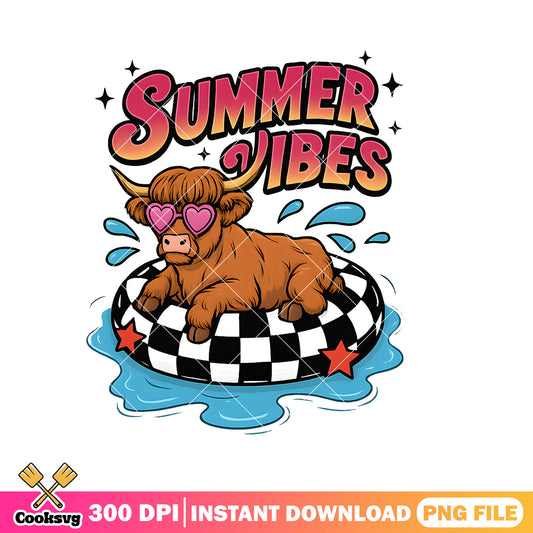 Cow cute summer vibes png, summer vibes png, summer cow​ png