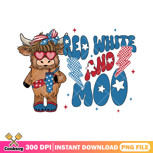 Cow red white and moo png, highland cow png, red white america png