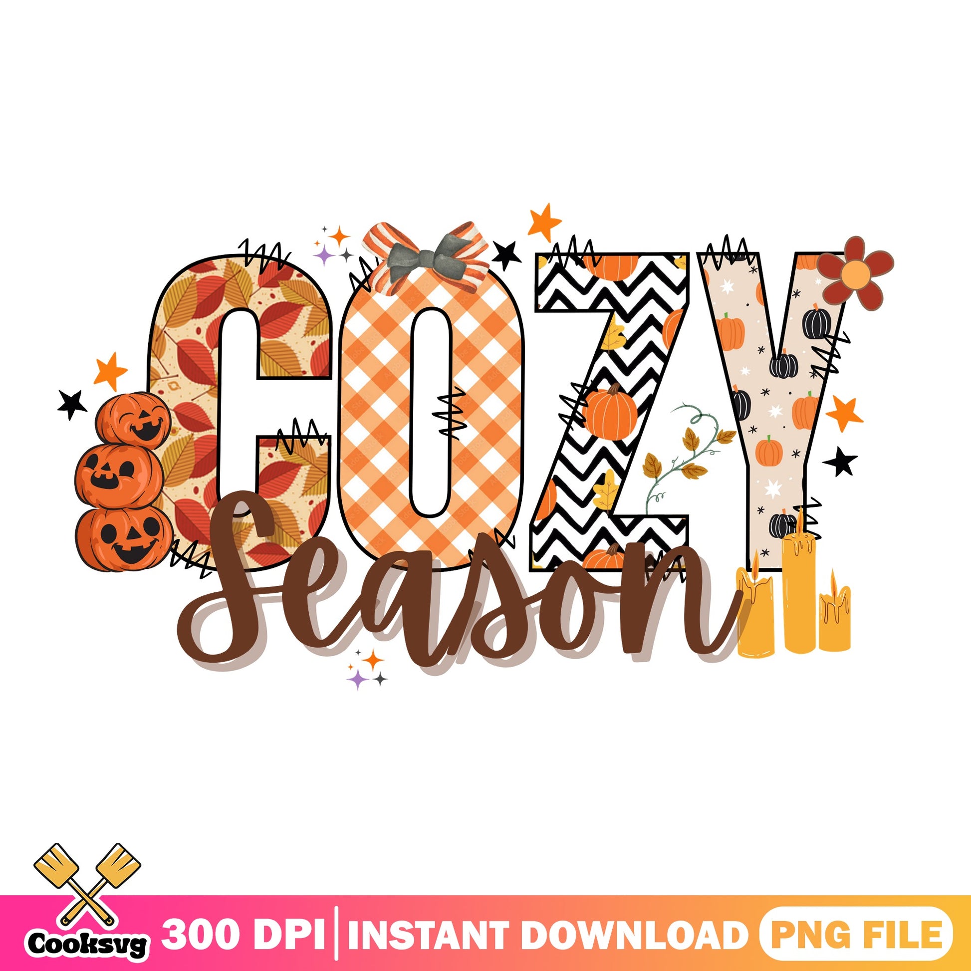 Cozy Season Fall PNG, Halloween Pumpkin PNG, Autumn PNG