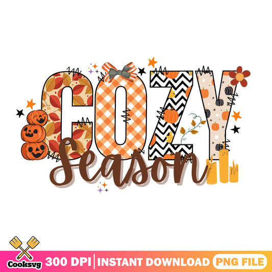 Cozy Season Fall PNG, Halloween Pumpkin PNG, Autumn PNG