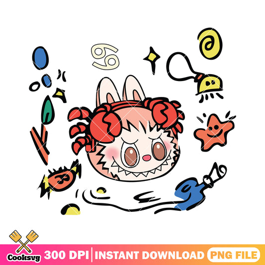 Crabby labubu head png, plush labubu​ png, popmart labubu ​png