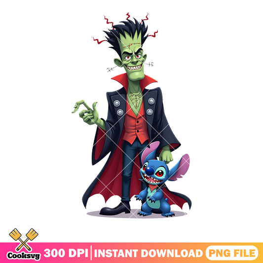 Crazy frankenstein png, stich vampire png, spooky halloween png