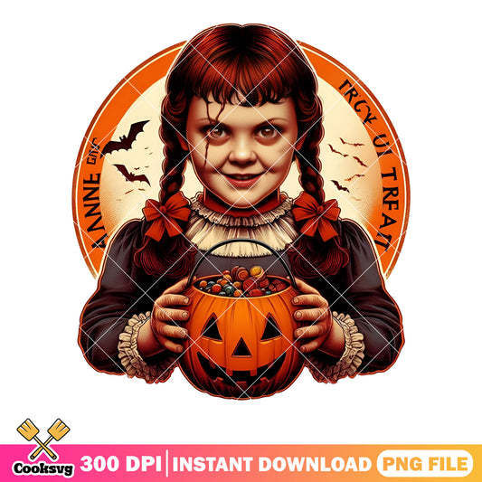 Creepy Annabelle png, jack o lantern png, crazy halloween night png 