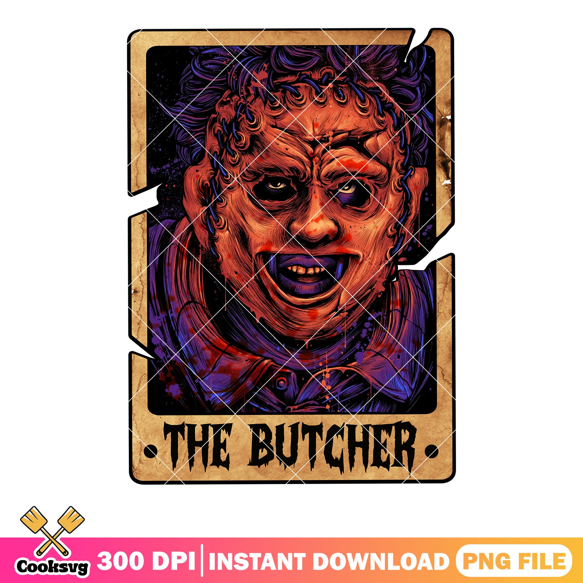 Creepy Leatherface art png, creepy smile png, scary halloween png