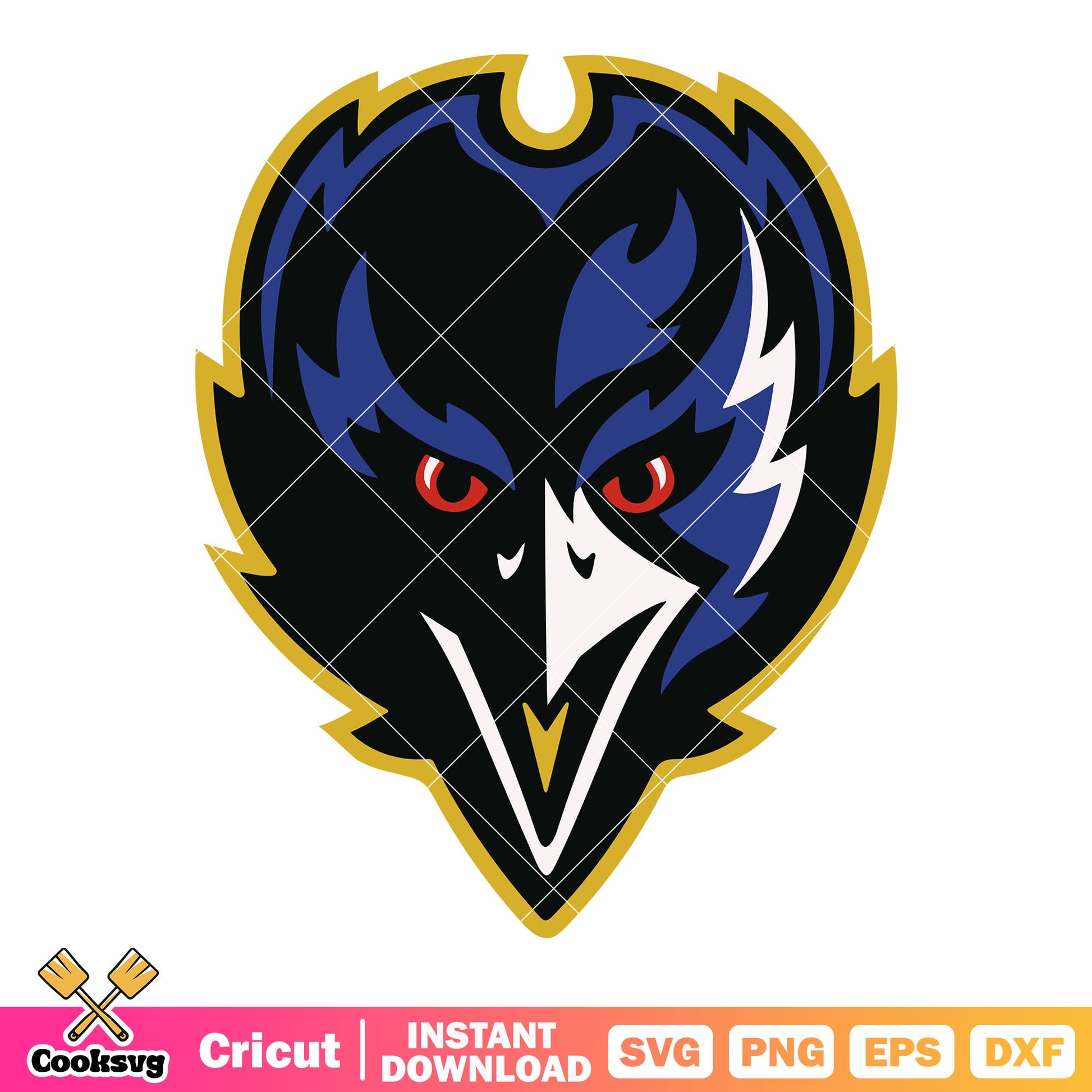 Creepy Red eye falcon head svg. baltimore ravens svg, nfl football svg