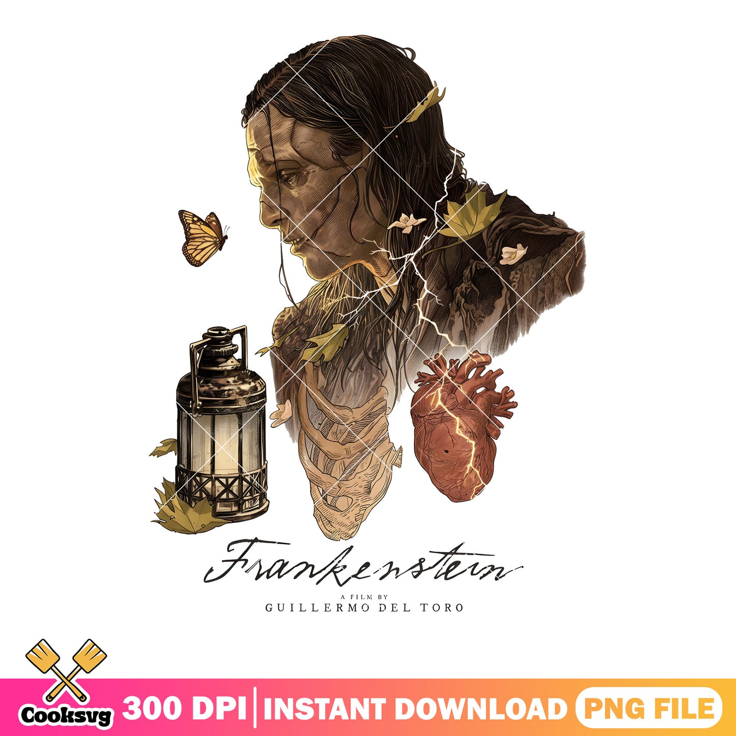 Creepy frankenstein poster png, guillermo del toro​ png, frankenstein​ png