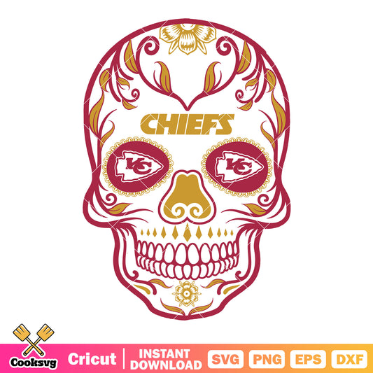 Creepy mexican skull svg, afc svg, Kansas city chief svg