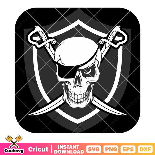 Creepy skull cutlasses svg, oakland raiders svg, nfl teams svg