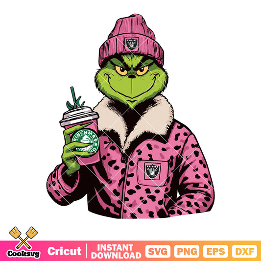 Creepy smile grinch svg, pink beanie​​ svg, hot chocolate svg