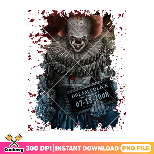 Crime pennywise photo design png, horror image png,  the clown png