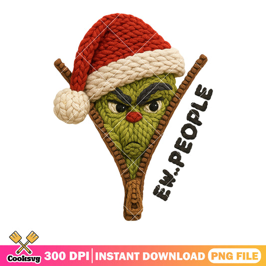 Crochet grinch hate people png, santa hat png, christmas movies png