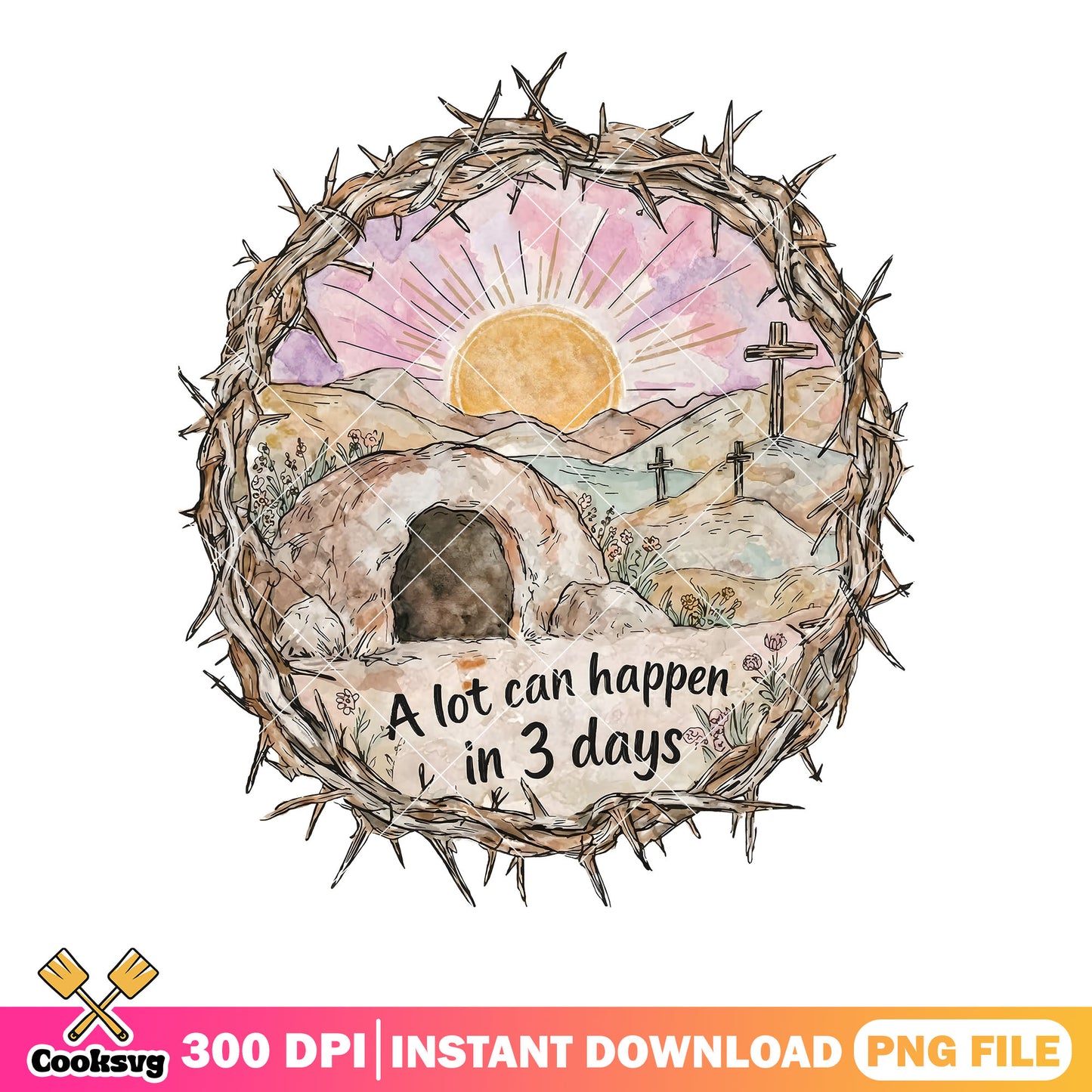 Crucifix sunset vibes png, bible verse png, sunset vibes png