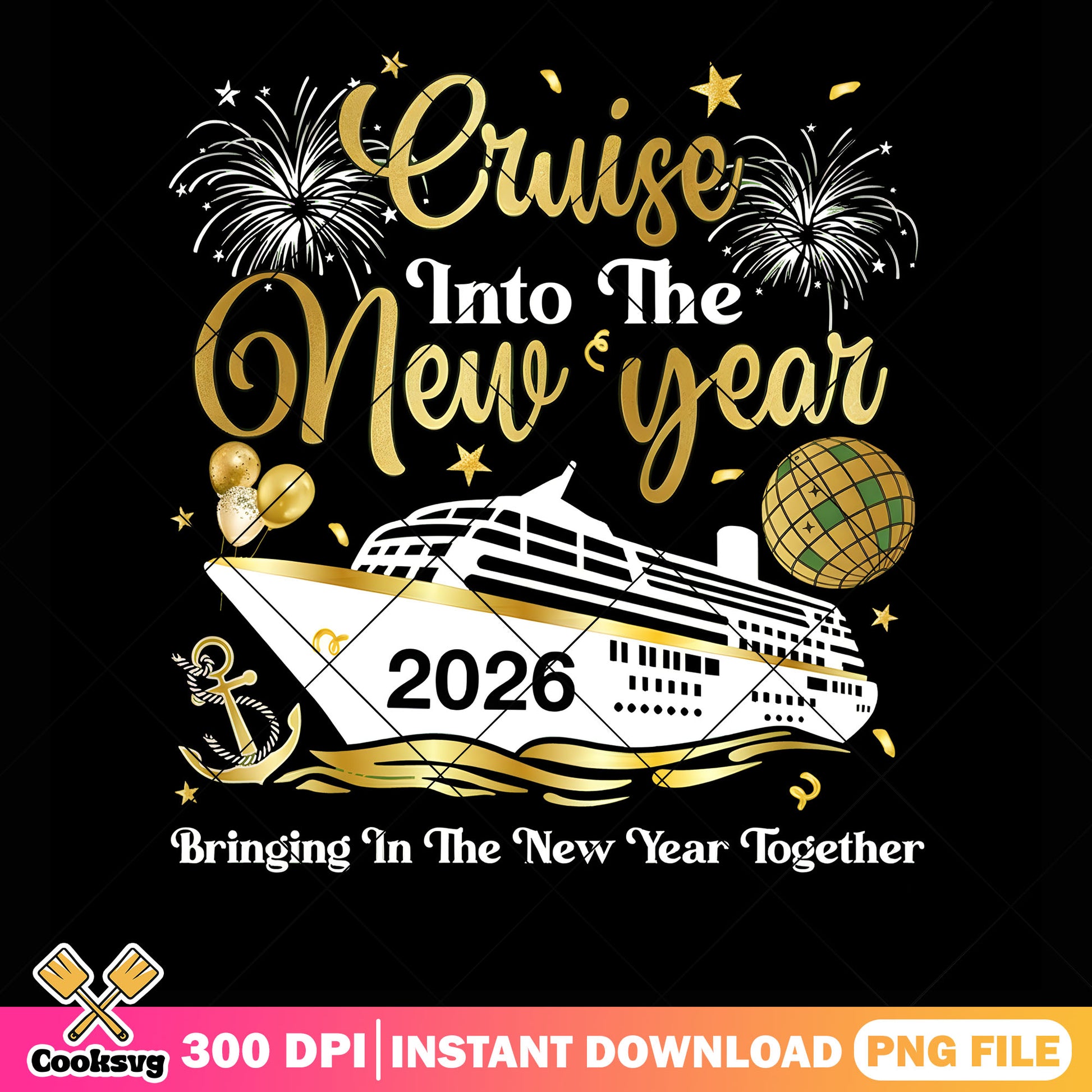 Cruise into the new year png, new year 2026 png, disney cruise png