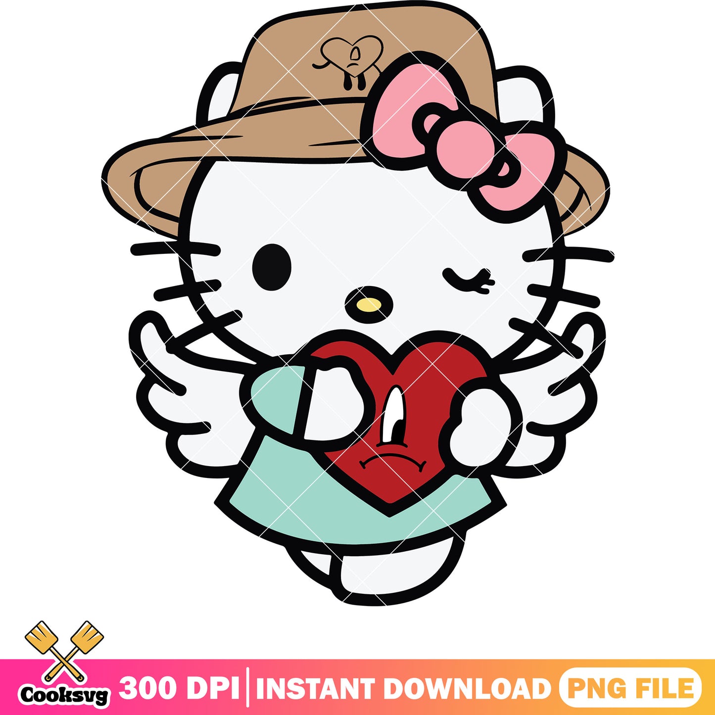 Cupid hello kitty bad bunny png, cupid valentine png, hello kitty png