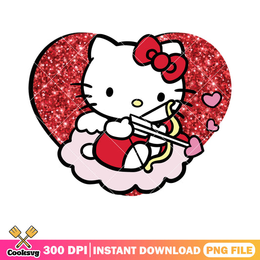 Cupid hello kitty png, valentines vibe png, sanrio hello kitty png