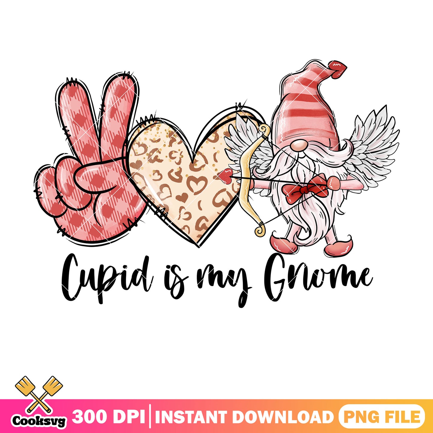 Cupid is my gnome valentine png, cupid valentine png, love valentine png